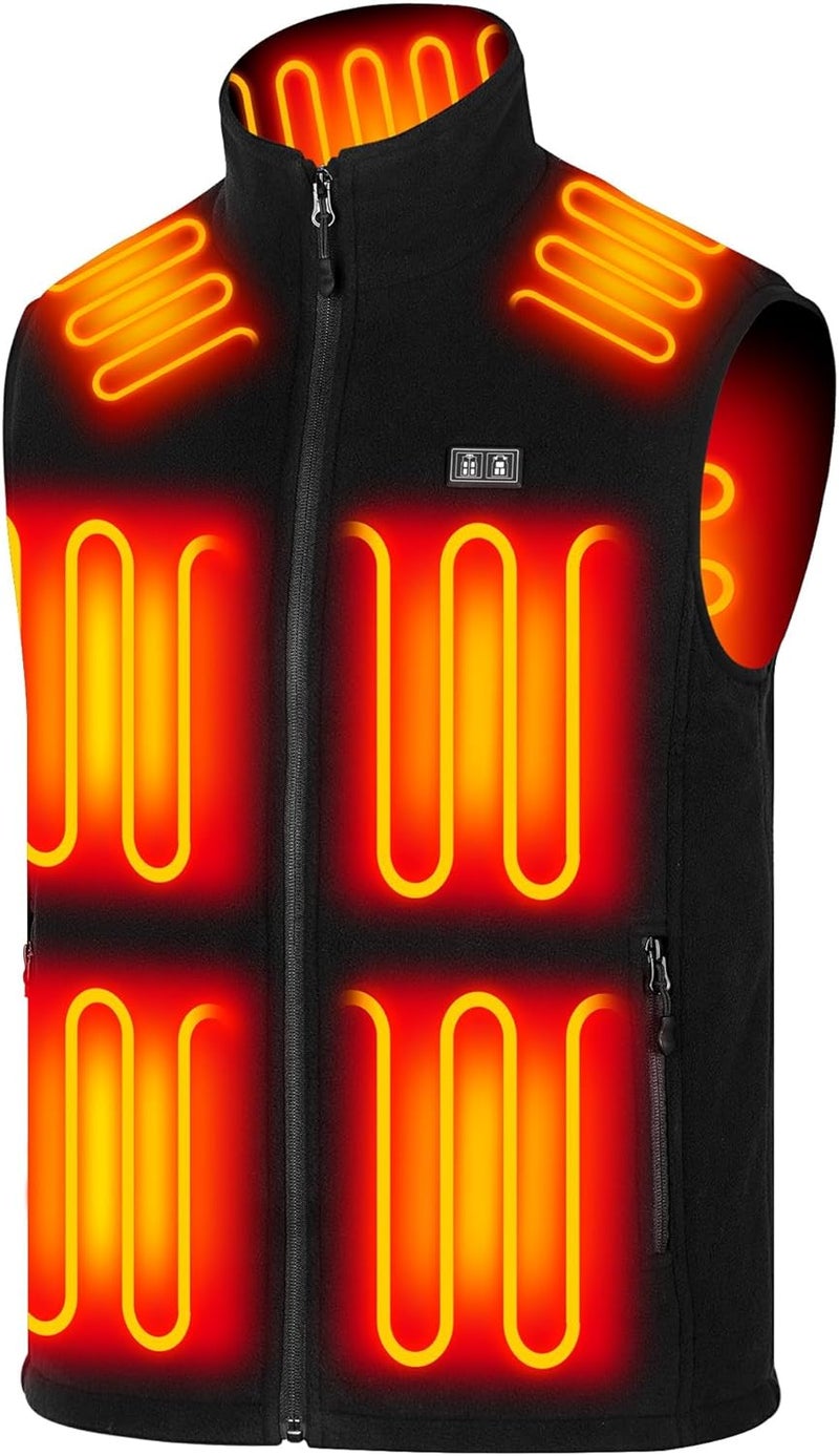 NAPALOOK Heated Vest for Men with Battery Pack Included (No Charger), 10 Heating Zones Polar Fleece Heated Vest & Gift Box - Image 1